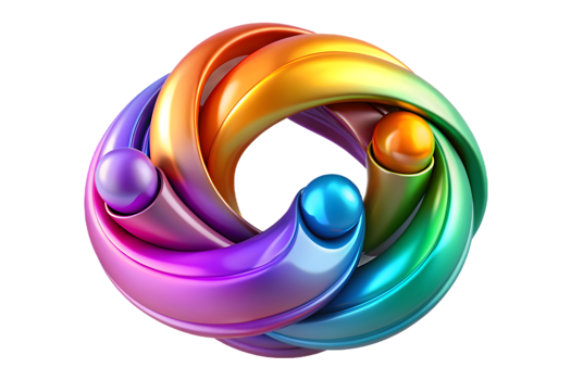 A colorful rainbow colored logo on a black background png