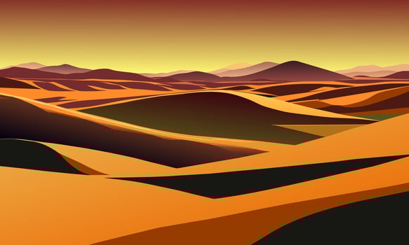 Desert dunes under the scorching sky, illustration. vector