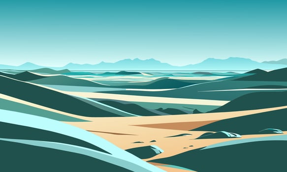 Desert landscape of sandy expanses, illustration. vector