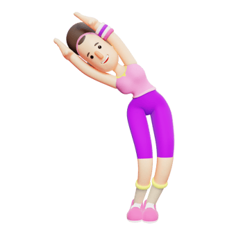 3D Girl in Yoga Asana. Cartoon Character Performing Side Stretch . Cartoon Pack png