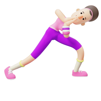 Girl in Yoga Position. Cartoon Character Performing Yoga Side Angle Twist Pose. 3D Cartoon png