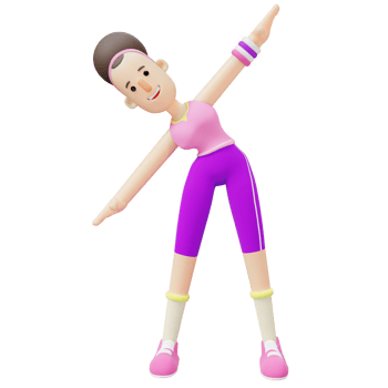 Fitness Cartoon Girl. Cartoon Character Performing Side Stretch. 3D Yoga Style png