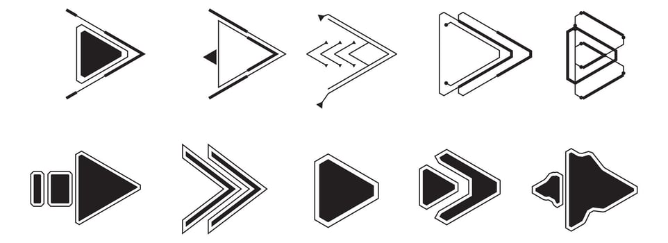 Arrow futuristic navigation pointers. Digital techno style element illustration set vector