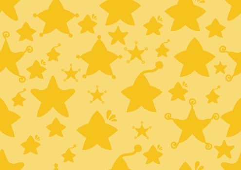Yellow star doodle art seamless pattern on a light yellow background. For cards, frames, posters, book covers, textiles, wallpaper, wrapping and fabric. vector