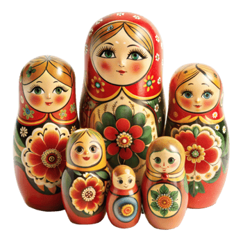 Russian nesting dolls isolated on transparent background png