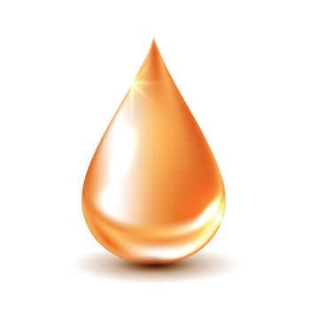 Serum texture, water drop on white background. vitamins collagen serum for beauty skin care cosmetics. medical scientific concepts. orange droplet design. vector