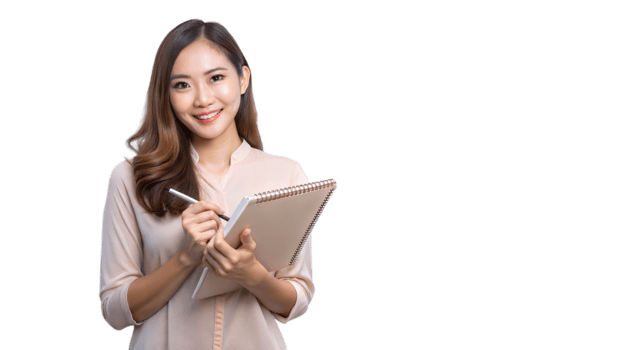 Woman using smartphone isolated on transparent background png