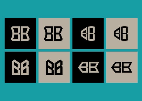 BB minimalist and classic logo set design.BB monogram polygonal and circle shape . BB unique design. vector