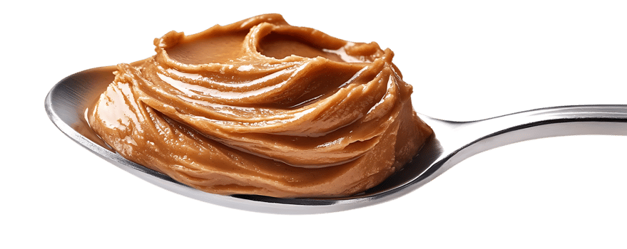 Peanut Butter on a Spoon with Transparent Background, Creamy and Delicious Peanut Butter Spread on a Silver Spoon png