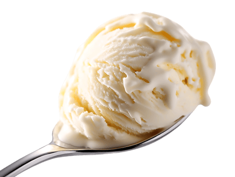 Melting Vanilla Ice Cream Scoop on a Spoon with a Transparent Background png