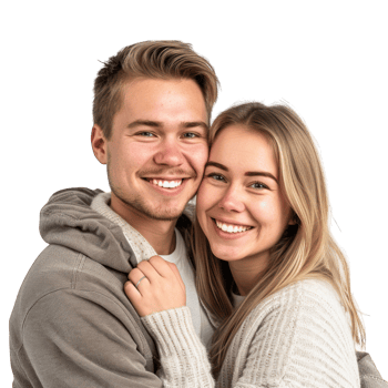 man and woman hugging happily transparent background png