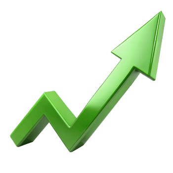 Bright green arrow pointing upwards indicating growth and progress png