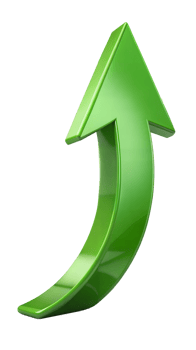 Curved green arrow upward, representing a steady increase png