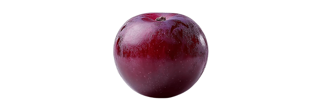 A Single Red Plum with a Transparent Background, Isolated Against a Black Background png