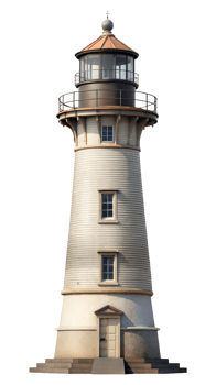 Classic red and white lighthouse standing tall, isolated on tranparent background png