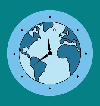 world map with Timer for save eco vector