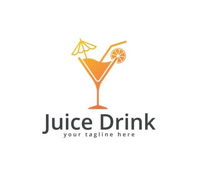 Juice drink glass logo design. vector