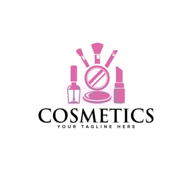 Cosmetics beauty makeup products logo design. vector