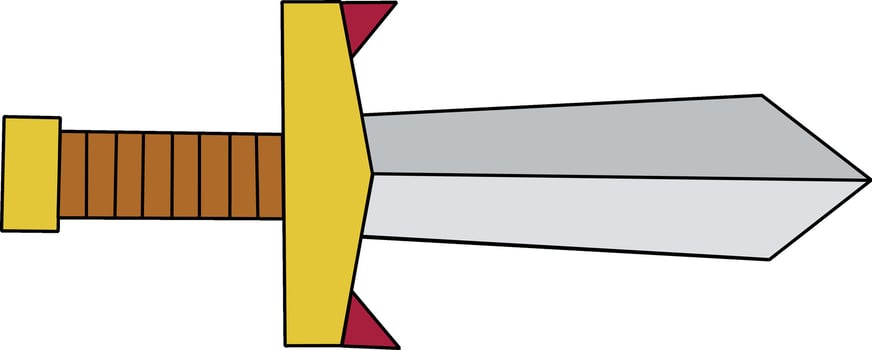 Simple Cartoon Sword with Yellow Hilt vector