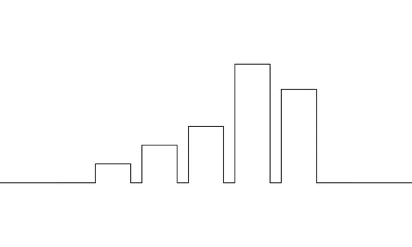 Continuous line drawing of growth graph business icon, bar chart, illustration , object one line, single line art vector