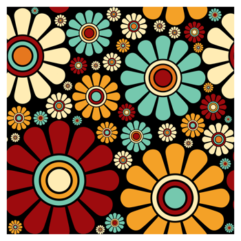 Colorful Large Daisy Flowers Seamless Repeating Pattern png