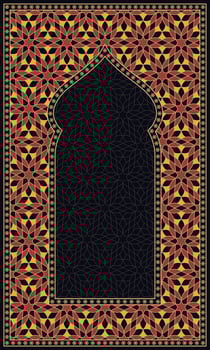 retro color geometric arabesque prayer mat vector