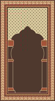 brown batik geometric pattern prayer rug vector