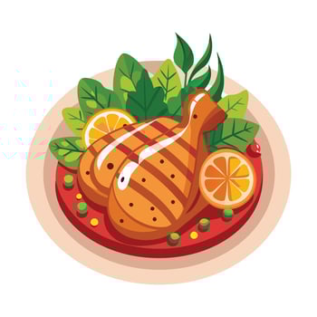 grilled chicken illustration vector