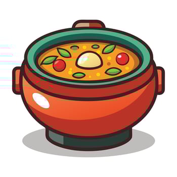 korean clay pot soup bowl illustration vector