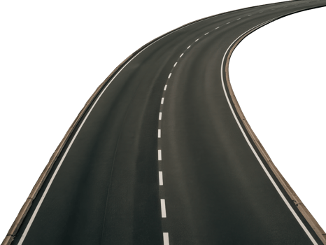 Asphalt road turning right side, cut out png