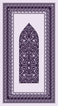 beautiful purple floral vintage prayer mat vector