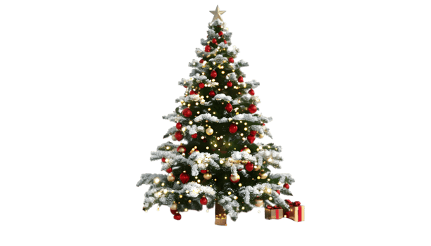 Merry Christmas tree isolated on transparent background, png
