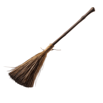 witch's broomstick with wooden handle on isolated background png