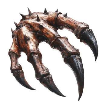 large menacing monster claw with sharp nails on isolated background png