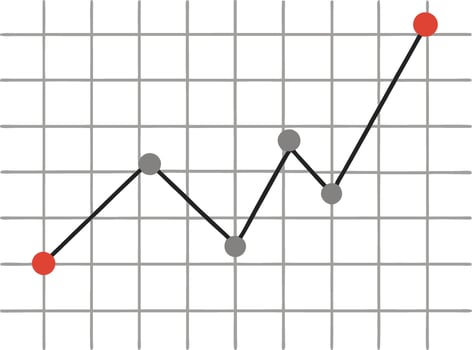 Simple Line Graph Showing Data Points, Growth, and Trend vector