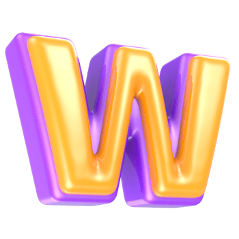 w Letter Yellow And Purple 3D Rendering png