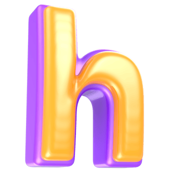 h Letter Yellow And Purple 3D Rendering png