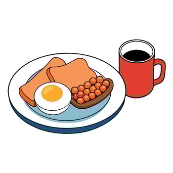 Full English Breakfast with Tea vector