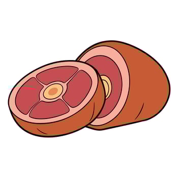 Artisan ham slices. Snack. Close up. vector