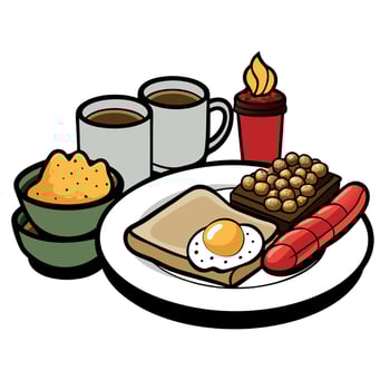 Gourmet Full English Breakfast Spread vector