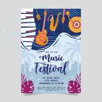 Music party festival in creative style with modern shape template design vector