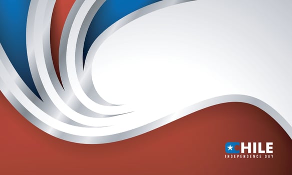 Waving blue and red with silver outline design in white background. Good template for chile national day or independence day campaign vector