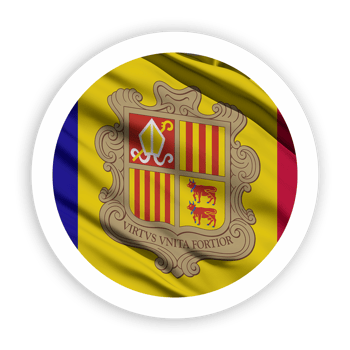 Andorra Waving Flag with White Rounded Circle Frame png