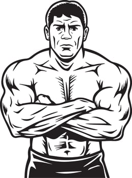 angry bodybuilder silhouette art vector