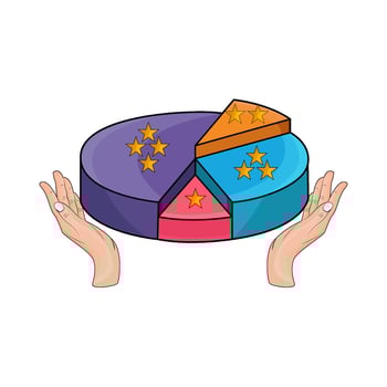 pie chart on hand illustration vector