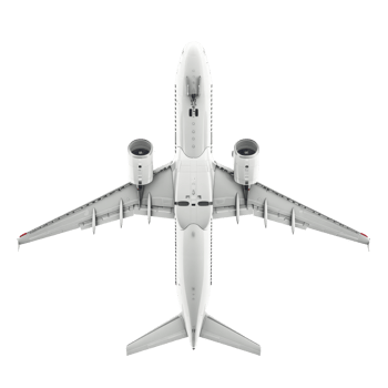 White passenger airplane in flight. Air Transport design element png