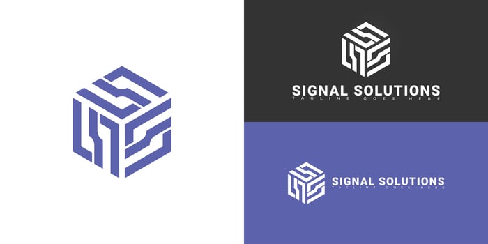 Abstract hexagon initial letter S or SS in purple isolated on multiple background colors. The logo is suitable for software development company logo design inspiration templates. vector
