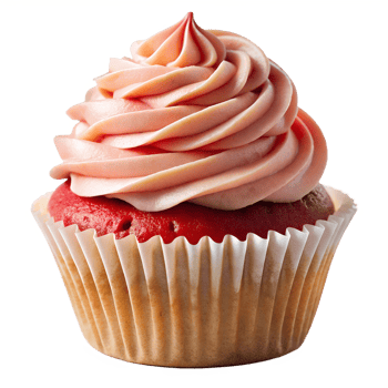 red velvet cupcake with pink frosting transparent png