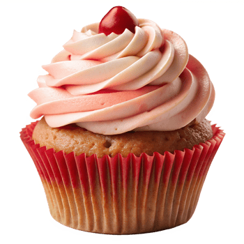 vanilla cupcake with pink and white frosting transparent png