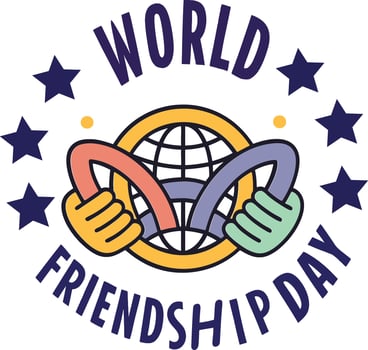 International friendship day silhouette art illustration with white background vector